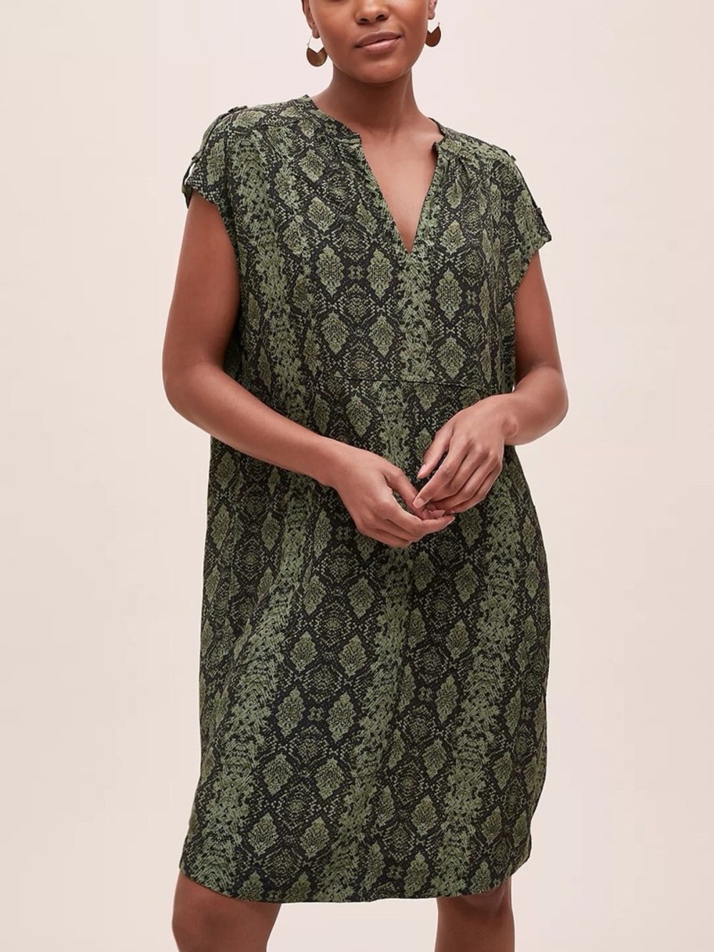 Anthropologie Rachel Tunic Dress Green Snake Print Size Small